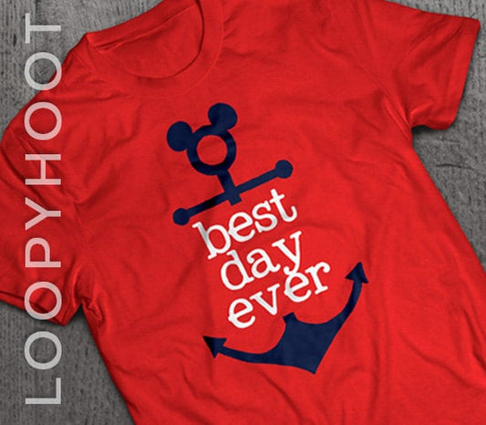 Disney Cruise Shirts "Best Day Ever" Mouse Anchor Family Vacation shirt in RED