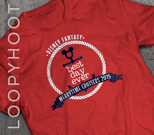Disney Cruise Shirts Personalized "Best Day Ever" Mouse Anchor and Roping Family Vacation shirt in RED